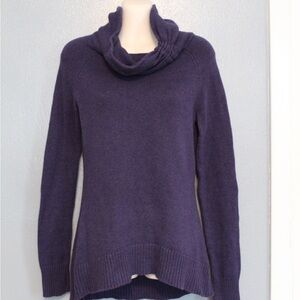 Athleta Purple Cotton Cashmere Cowl Neck Sweater Small